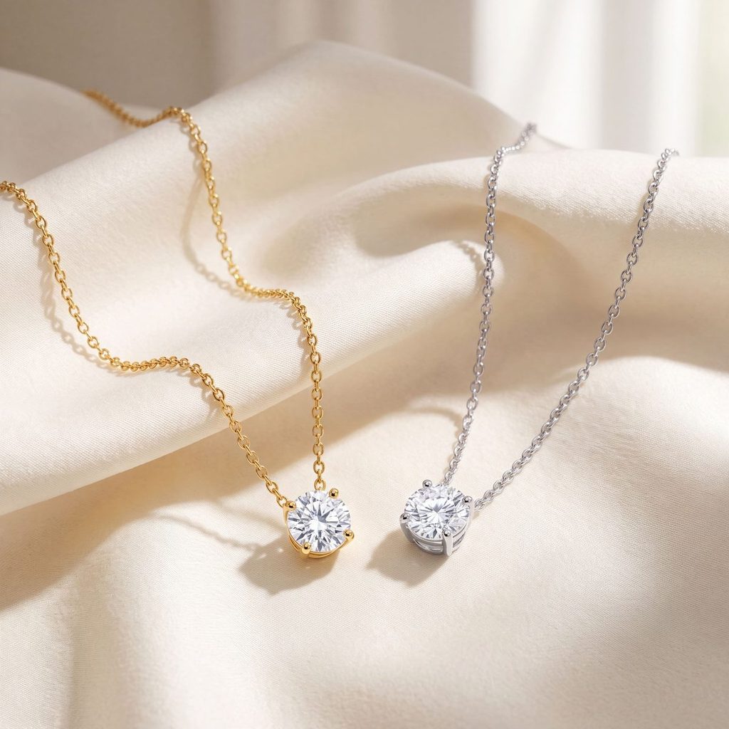 Colar Mini Elos Zircônia de Luxo — semijoia folheado a ródio branco e ouro