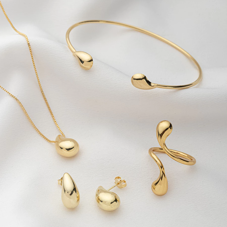 Conjunto Gota Bold Folheado a Ouro 18K — semijoia com folheado a ouro 18k